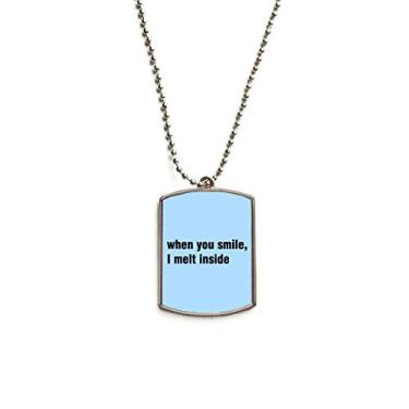Imagem de DIYthinker Colar com pingente de identificação de cachorro Melt Smile Pleasing Beauty em aço inoxidável