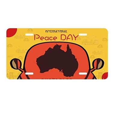 Imagem de DIYthinker Mapa da Austrália ilustração vermelha e preta placa de licença etiqueta decoração de carro dia da paz