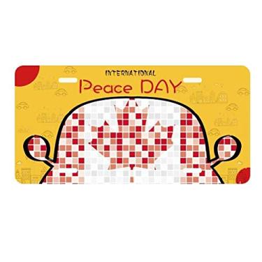 Imagem de DIYthinker Placa de licença de mosaico de folha de bordo da bandeira nacional do Canadá, etiqueta para decoração de carro