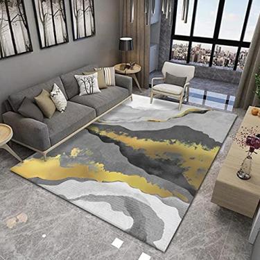 Imagem de jia cool Tapetes para sala de estar abstratos estilo boho retrô contemporâneo, tapetes antiderrapantes para ambientes internos/externos, 120 x 160 cm, geometria-192