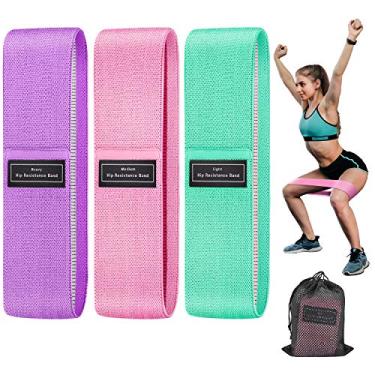 Imagem de SHSTFD Faixas de resistência, faixas para pernas e nádegas, faixas elásticas antiderrapantes, faixas de exercícios de 3 níveis para treino feminino, faixa de fitness esportiva para