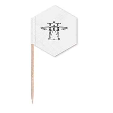 Imagem de Linha de estrutura aeronáutica Art Deco presente bandeiras modernas palitos de cupcake palitos festa celebração