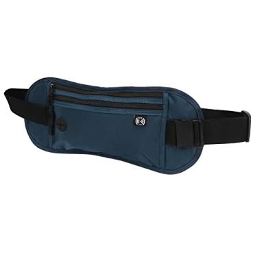Imagem de Bolsa de cintura para corrida, bolsa de cintura esportiva de grande capacidade, proteção de identificação por radiofrequência, impermeável, bolso com zíper de 2 camadas para ciclismo, escuro
