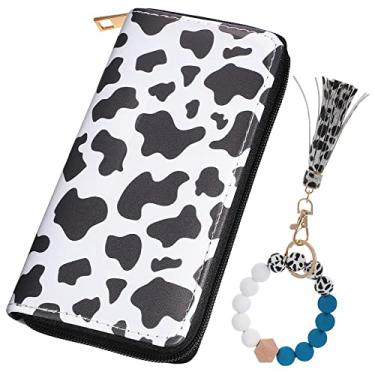Imagem de SOIMISS carteira de vaca carteira de pulso para acessórios para chaveiro bolsas carteira de telefone carteira de impressão de vaca para chaveiro de pulso carro a vaca joalheria