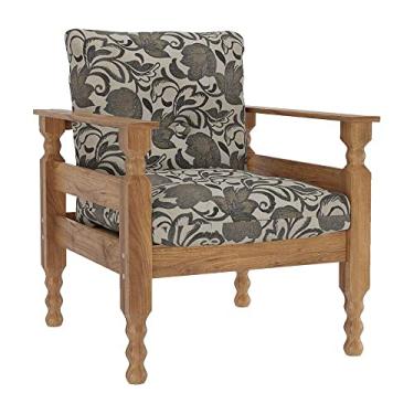 Imagem de Poltrona Madeira Maciça Liz Multimóveis Vcr7003 Floral Cinza