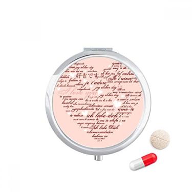 Imagem de Caixa de comprimidos de bolso rosa branca em formato de coração para dia dos namorados, caixa de armazenamento de medicamentos, dispensador de espelho para presente