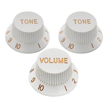 Imagem de Musiclily Pro Imperial Inch Size Kit 3 Knobs de Plástico 1 Volume 2 Tone para Guitarra Stratocaster, Branco