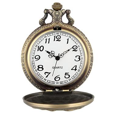 Imagem de ZALTAS Retro bronze vela lona barco navio quartzo relógio de bolso colar fob relógio pingente relógio cadeia