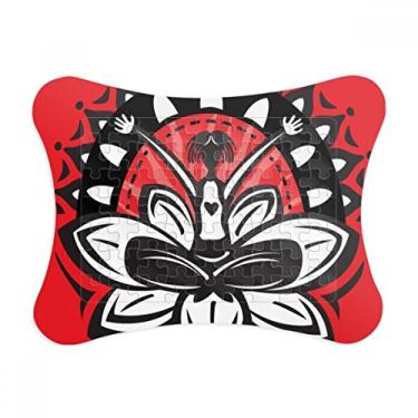 Imagem de Moldura de quebra-cabeça mexicana com desenho de lótus Celebre o México, decoração de quadros, ornamento de quebra-cabeça