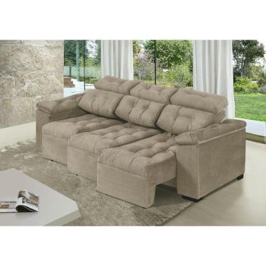 Imagem de Sofa Itália 2,00 Mts Retrátil e Reclinável Tecido Suede Castor - Moveis Marfim