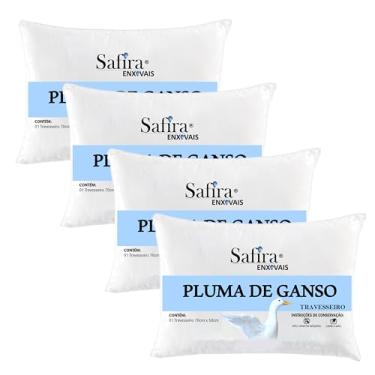 Imagem de Travesseiro pluma de ganso kit 4 un. antialérgico anti ácaros sintética branco com desenvolvimento ecológico 100% vegano