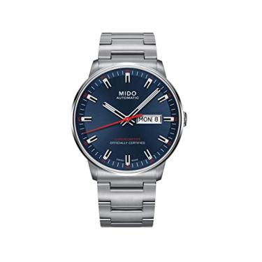 Imagem de Cronômetro Mido Commander - Relógio automático suíço para homens - mostrador azul - caixa 40 mm - M021431104100, Azul, pulseira