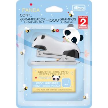 Imagem de Tilibra - Grampeador 12 Folhas Mini Com Extrator Panda + 1000 Grampos Nº 10
