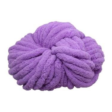 Imagem de UGPLM Fio robusto de chenille, fio grosso gigante lavável de fibras acrílicas, fio super volumoso para crochê de cobertor, tricô de braço de chapéu, Violeta claro