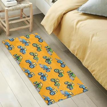 Imagem de GuoChe Tapete de corredor laranja cinza trator tapete de corredor antiderrapante felpudo lavável tapete de corredor 99 x 50 cm