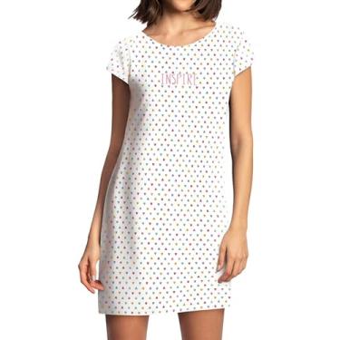Imagem de LUPO Camisola Inspire Pijama Corações Algodão Respirável Feminino Adulto, Branco, M
