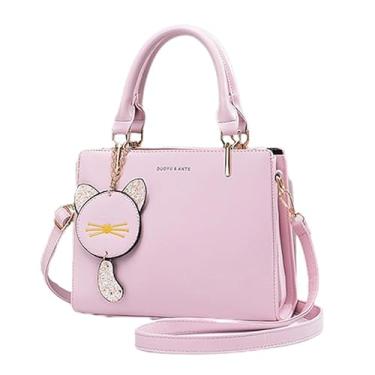 Imagem de Bolsas e bolsas femininas em forma de gato bolsa carteiro feminina bolsa carteiro carteira bolsa de ombro moderna (branca), Rosa claro, One Size