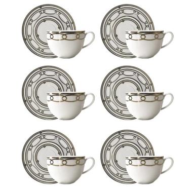 Imagem de Jogo de xícaras chá em porcelana Strauss Infinity 270ml 6 peças