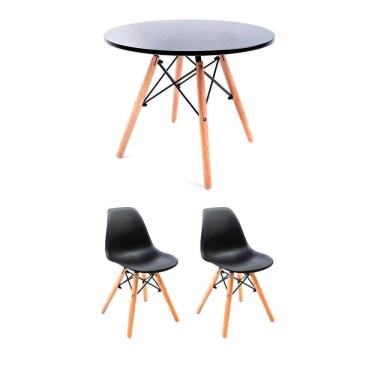 Imagem de conjunto de mesa infantil well com 2 cadeiras eames preto