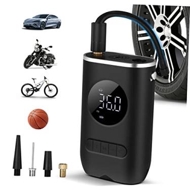 Imagem de PartyKindom Mini Bomba Pneu Elétrica Autopropelida Portátil Portátil Carregamento Sem Fio Display Digital Bomba Ar Carro Inflador Pneus Para Bomba Pneu Carro Bomba