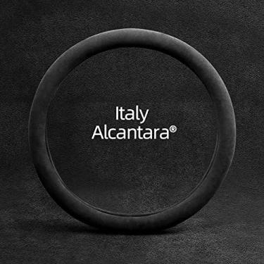 Imagem de Universal Italy Alcantara Material Interior do Carro Encaixe 38 cm Absorve o suor e Antiderrapante Capa de Volante para Todos os Modelos (sem Grid-O)