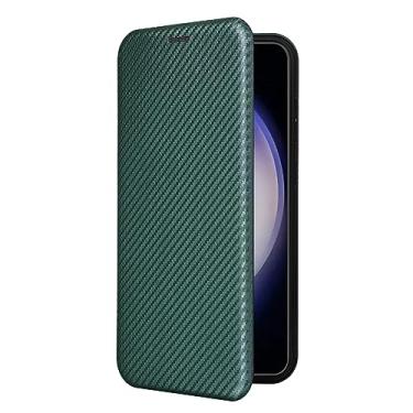 Imagem de MZCHENYI Capa de telefone para Samsung Quantum 2 flip carteira, suporte - TPU, pelúcia embutida à prova de choque e durável, design de fibra de carbono flip capa protetora preta