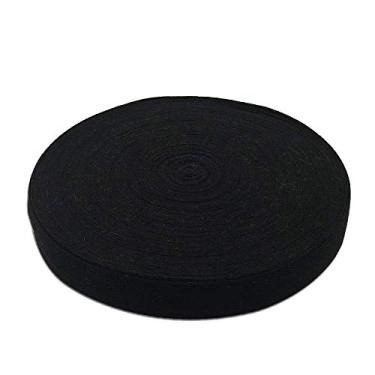 Imagem de Fita de sarja de algodão natural 1/2 polegada 1 polegada Bias Fita de amarrar Rolo de fita de tecelagem para costura de avental Artesanato, Preto, 1inch, 1