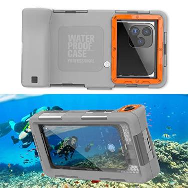 Imagem de Capa de telefone subaquática de mergulho universal para todas as séries Apple iPhone/Samsung Galaxy/Google Pixel, fotografia subaquática de 15 m/50 pés para mergulho com snorkel (cinza/laranja)