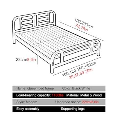 Imagem de Estrutura De Cama Queen Moderna, Estrutura De Cama De Plataforma Tamanho Queen Com Espaço De Armazenamento Sob A Cama, Estrutura De Cama Em Tamanho Real Para Quarto De Hotel (Color : White, Size : 5