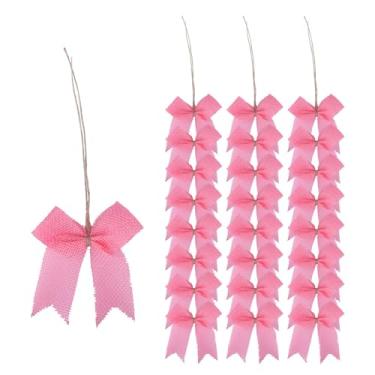 Imagem de Meseey 24 Pçs Mini laço de fita de serapilheira rosa de 7,6 cm pequenos laços para apliques enfeites artesanato costura scrapbook casamento Natal Halloween decorações de ação de graças (rosa)