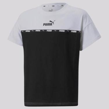 Imagem de Camiseta Puma Power Tape Infantil Branca e Preta-Masculino