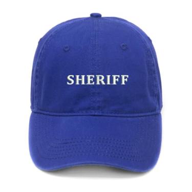 Imagem de L8502-LXYB Boné de beisebol masculino bordado Sheriff algodão lavado, Azul, 7 1/8