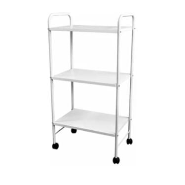 Imagem de Mesa Carrinho Auxiliar Multifuncional Estética - 3 Prateleiras Aço