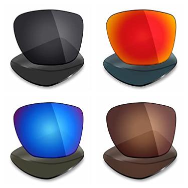 Imagem de 4 pares de lentes polarizadas de substituição Mryok para óculos de sol Oakley Two Face XL - Stealth preto/vermelho fogo/azul gelo/marrom bronze