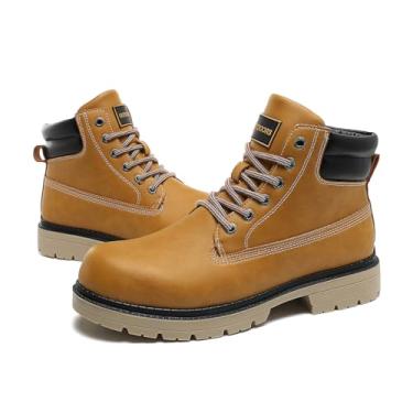 Imagem de ZEENXIUYA Botas de caminhada femininas masculinas Chukka Botas antiderrapantes para uso ao ar livre, casual, impermeável, leve, confortável, botas com cadarço no tornozelo, Marrom, 11 Women/9 Men