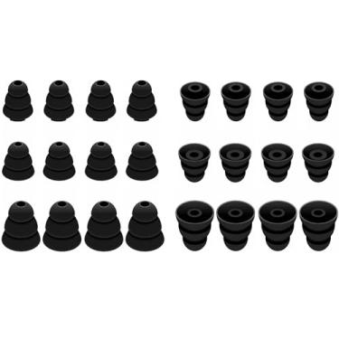 Imagem de 12 pares de pontas de fone de ouvido cônicas de flange tripla de substituição para a maioria dos fones de ouvido intra-auriculares (Sony/Beats/AKG/KZ etc.), P/M/G 12 pares, preto (431B)