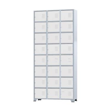 Imagem de Armário Roupeiro De Aço 24 Portas Para Vestiário Academia Locker Branco com Chave