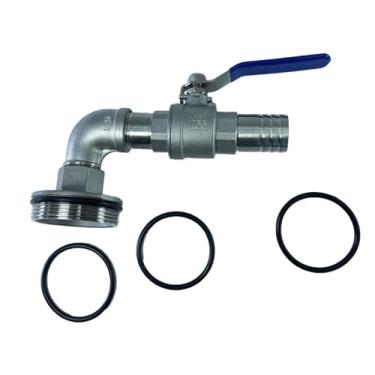 Imagem de Fenteer Dn50 Tambor Válvula Esférica Rosca de 2 polegadas para Recipiente Exterior Balde de Água, Comprimento 15cm