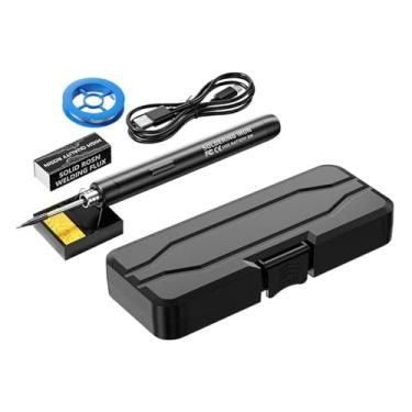 Imagem de Fenteer Usb ferro de solda elétrica caso de armazenamento de ferro de solda ao ar livre portátil ferramenta de reparo de solda para desoldering, PRETO