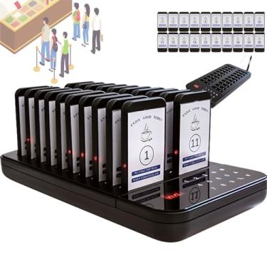 Imagem de Restaurante Pager, Sistema De Chamada Sem Fio, 1 Teclado De Toque à Prova D'áGua + 20 Pagers 999 Canais, Bipe/VibraçãO/Flash, Para Restaurante Bar Hotel, Evite Esperar Longas Filas