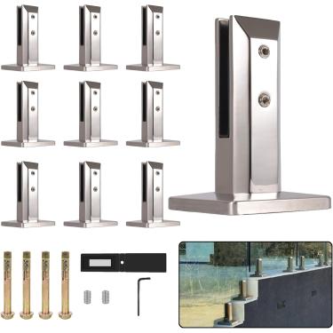 Imagem de Torneira de cerca de piscina de vidro SS2205 de grau marinho, torneira de corrimão de vidro Espessura de vidro 3/10 "a 1/2" Suporte de braçadeira de corrimão para varanda de convés Balaustra