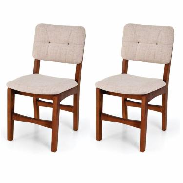 Imagem de Kit 2 Cadeiras Sabrina Estofada Linho T71 Nozes