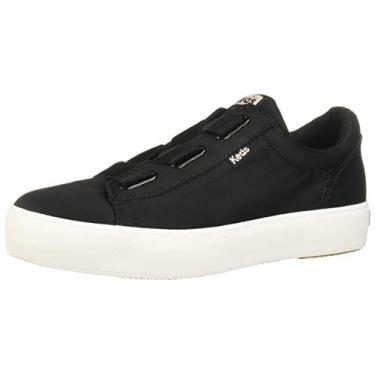 Imagem de Keds T nis feminino de cetim de algod o com cruz tripla, Preto, 8.5