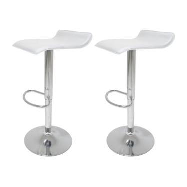 Imagem de Kit 2 Banquetas Giratórias Belo Horizonte Branca com Encosto Baixo, Altura Regulável, Estofado em PU para Cozinha e Balcão