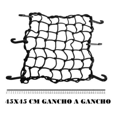 Imagem de Aranha Redinha Elastica Bagageiro Carga Moto Preta 45x45 Gancho A Ganc