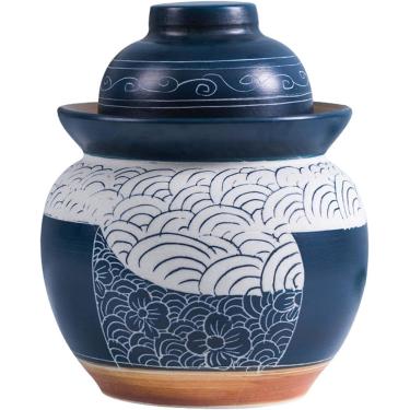 Imagem de Pote de barro para fermentação, pote de grés Kimchi para fermentação ou decapagem Kimchi, chucrute com tampa, armazenamento de cerâmica, picles domésticos, lata de alimentos, 3,5 kg