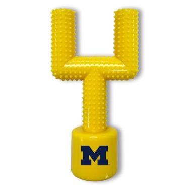 Imagem de NCAA Michigan Wolverines Mega-Chew Nylon Duro Sabor Bacon Osso de Cachorro Brinquedo de Mastigar Poste de Gol. Brinquedo de mastigar cachorro interativo, saboroso e divertido. Indestrutível, forte,
