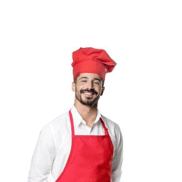 Imagem de Chapeu de Cozinheiro Vermelho Chef Touca Unissex Ajustavel - DU CHEF
