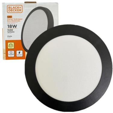 Imagem de Kit 3 Plafon Redondo Preto Sobrepor 18w Branco Neutro 4000K - Black+De