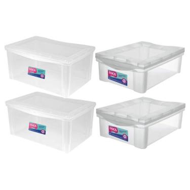 Imagem de Caixa Organizadora Decorativa 2 Un 65L + 2 Un 13,5L Com Trava - Ordene